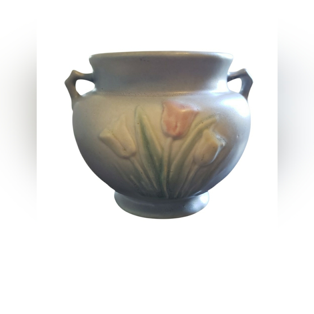 Vintage Hull Pottery Tulip or Sueno Tulip Small Jardinere Vase with Handles